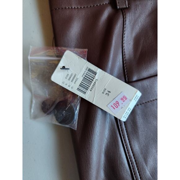 NWT Maeve The Colette Cropped Wide-Leg Faux Leather Pants Sz 34 Chocolate #7E413 - Picture 6 of 10